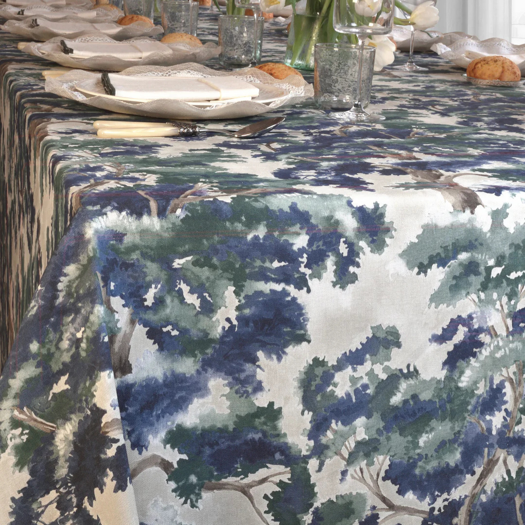 'La Forêt Blue' Printed Tablecloth
