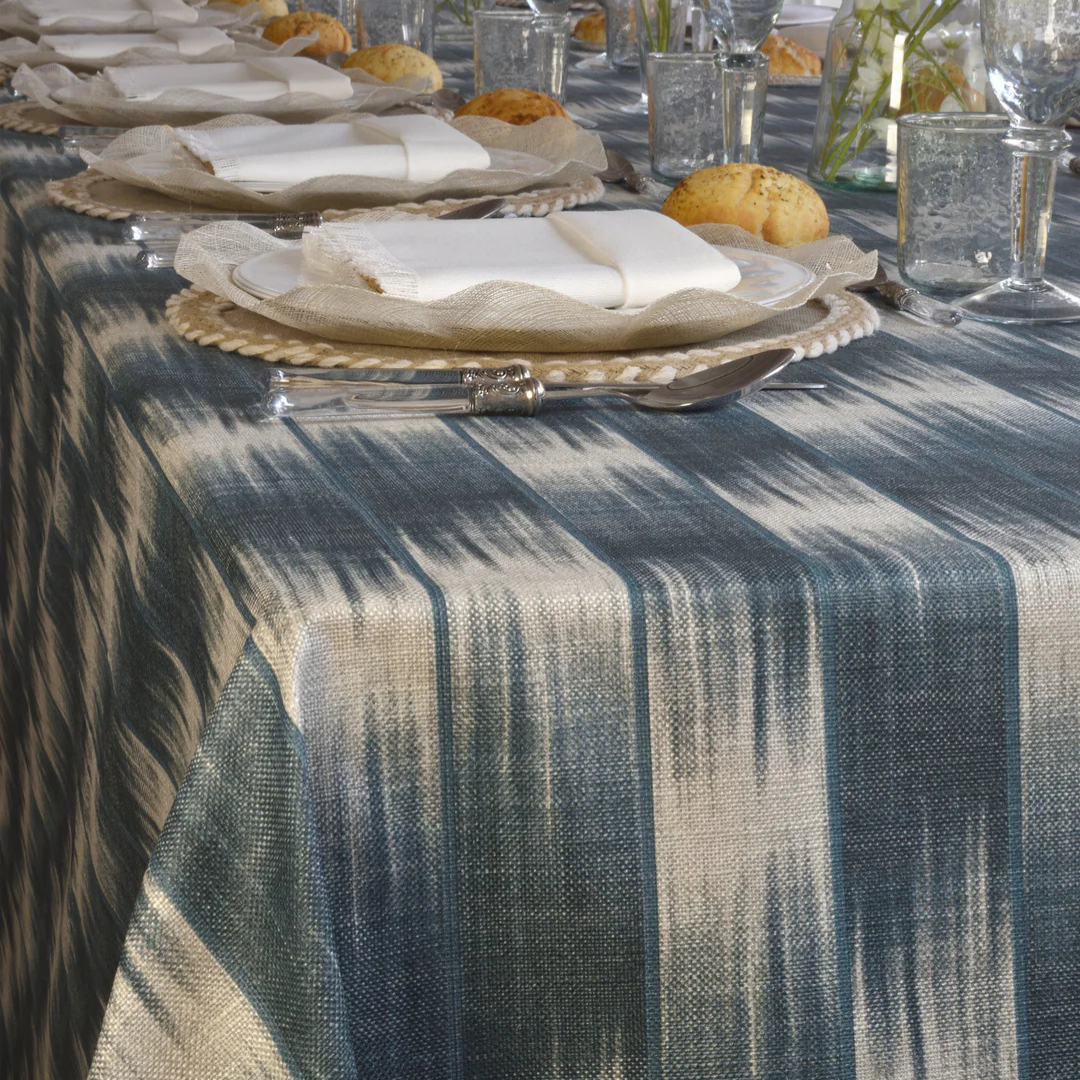 'Biarritz Blue' Coated Tablecloth