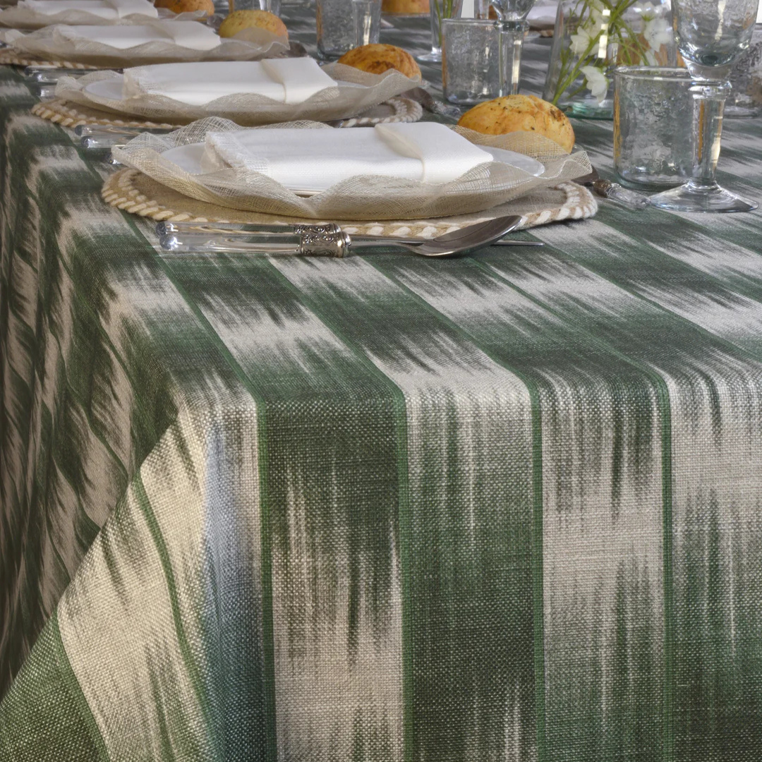 'Biarritz Green' Coated Tablecloth
