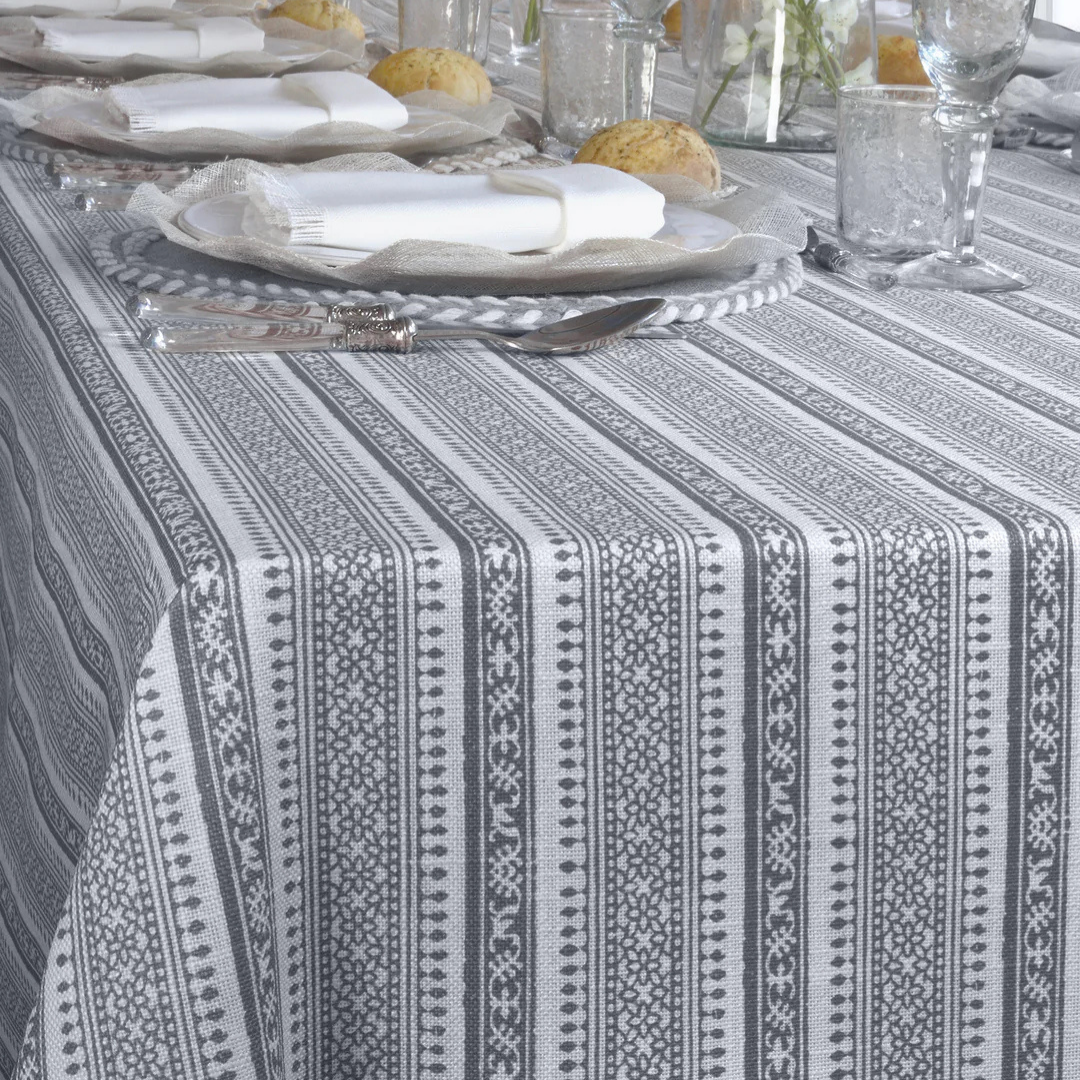'Normandy Light Gray' Coated Tablecloth