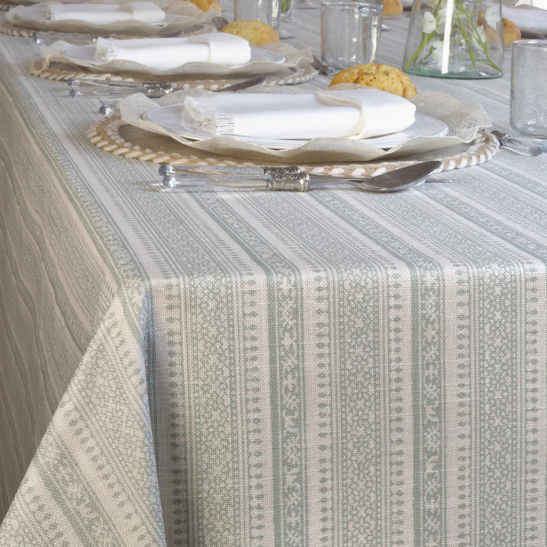 'Normandy Aqua' Coated Tablecloth