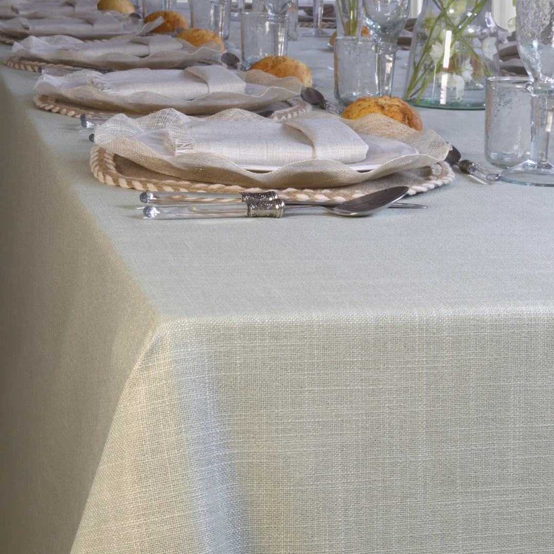 'Light Green Linen' Coated Tablecloth
