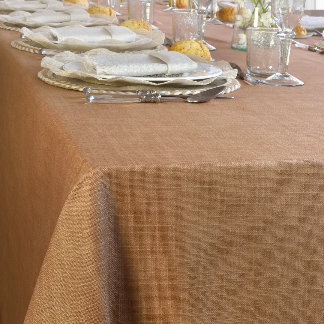 'Dusty Rose Linen' Coated Tablecloth