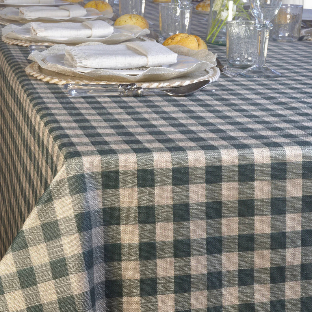 'Forest Green Gingham' Coated Tablecloth