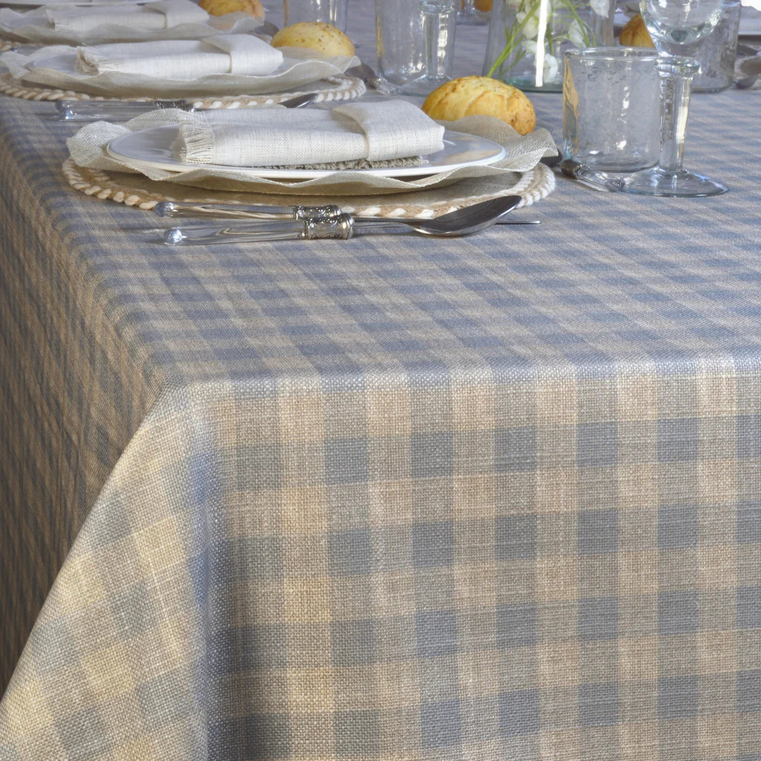'Blue Gingham' Coated Tablecloth