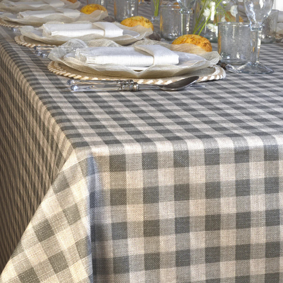 'Gray Gingham' Coated Tablecloth