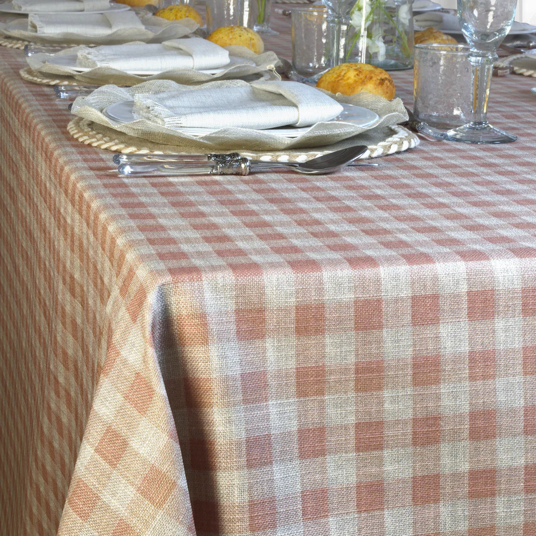 'Rose Gingham' Coated Tablecloth