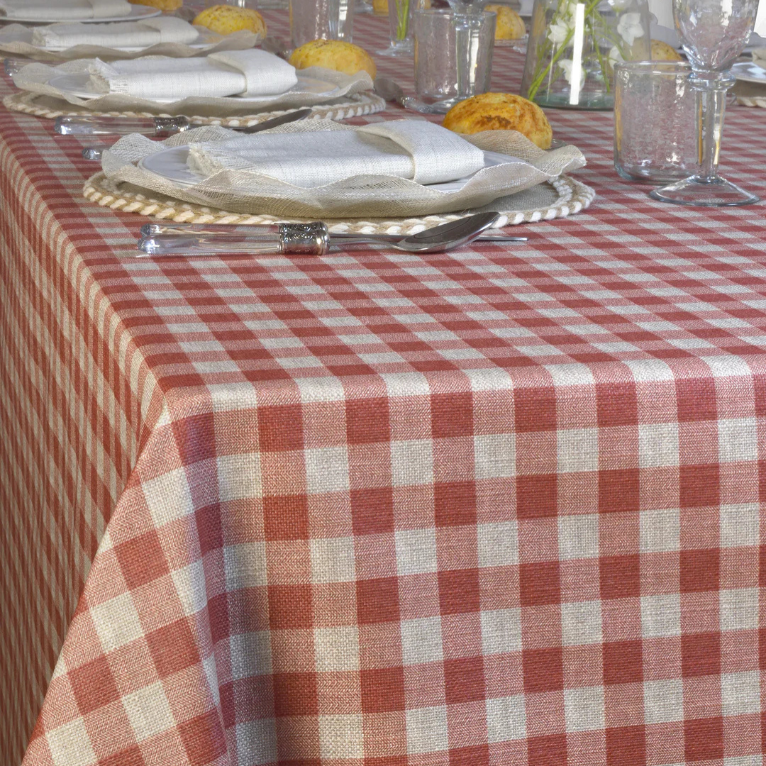 'Red Gingham' Coated Tablecloth