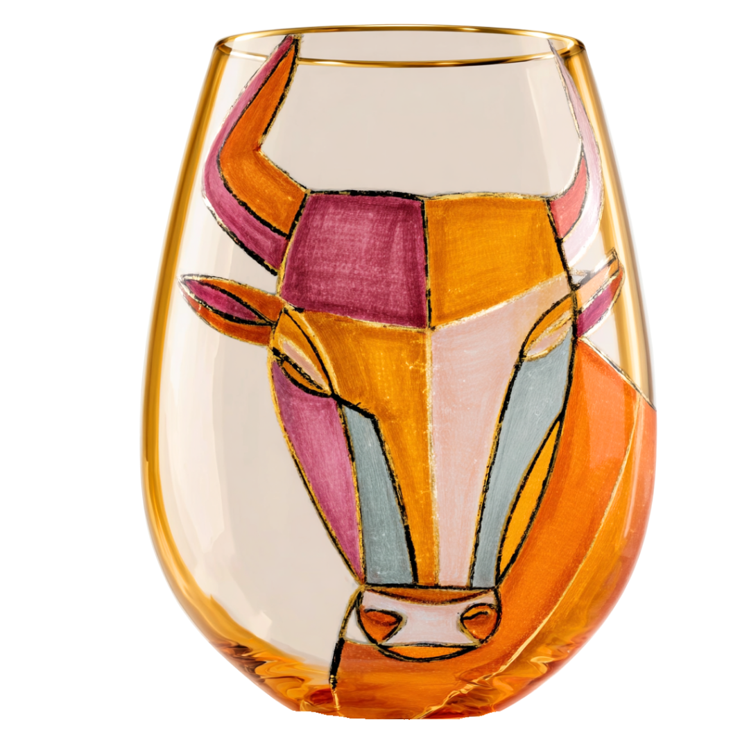 'Cubist Toro' Stemless Wine Glasses