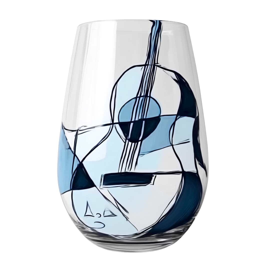 'Blue Sonata' Stemless Wine Glasses