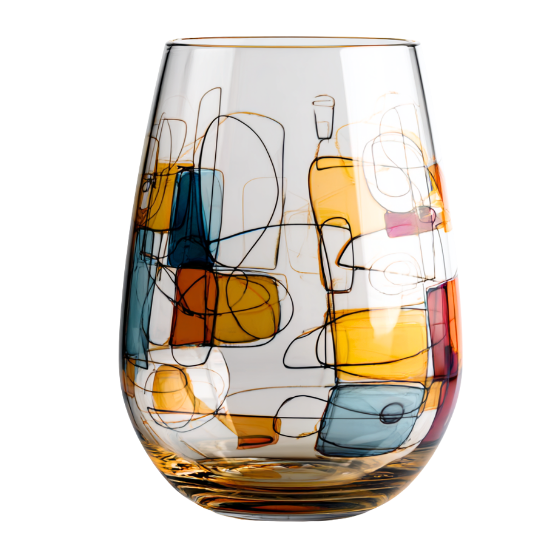 'Color Quarter' Stemless Wine Glasses