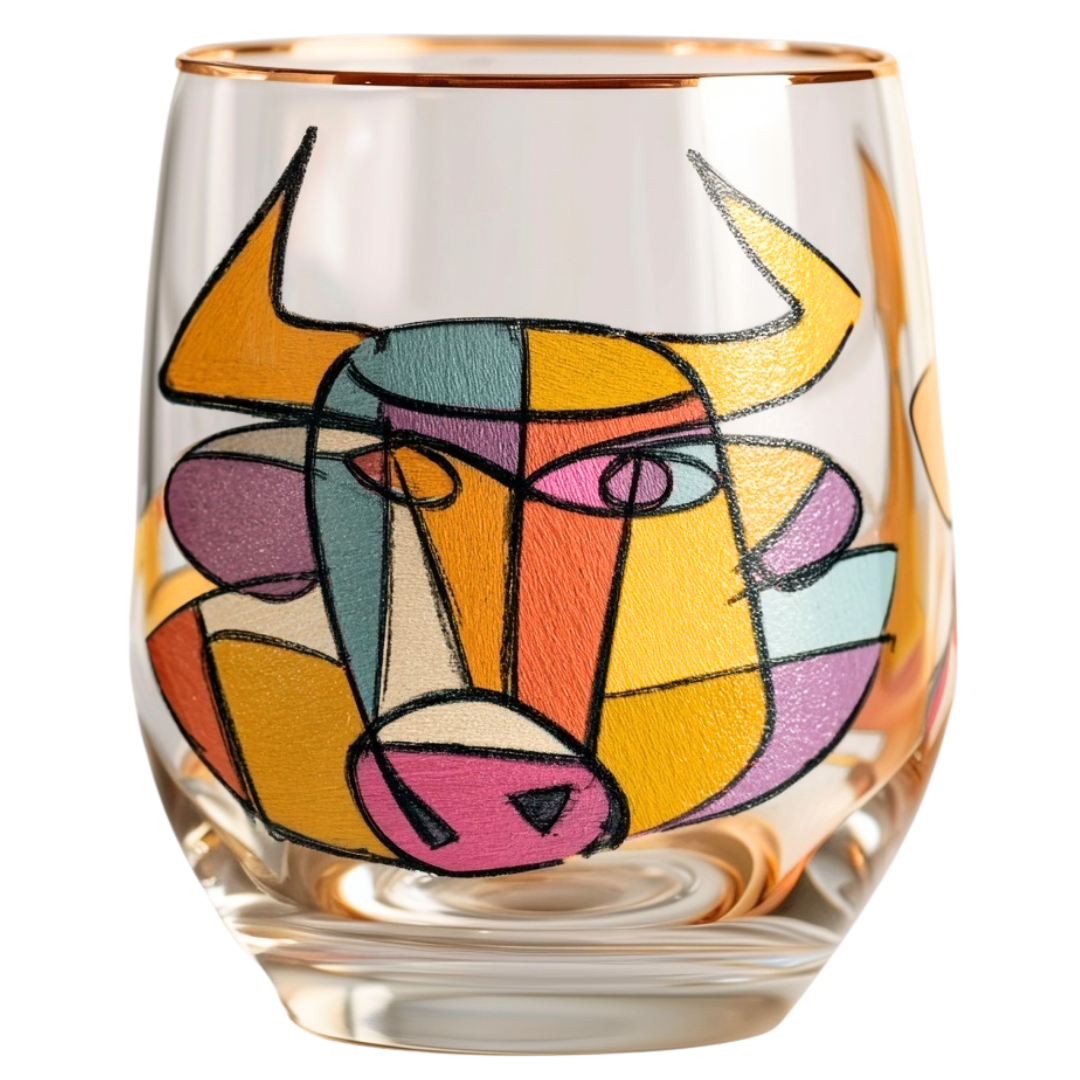 'Cubist Toro' Stemless Wine Glasses