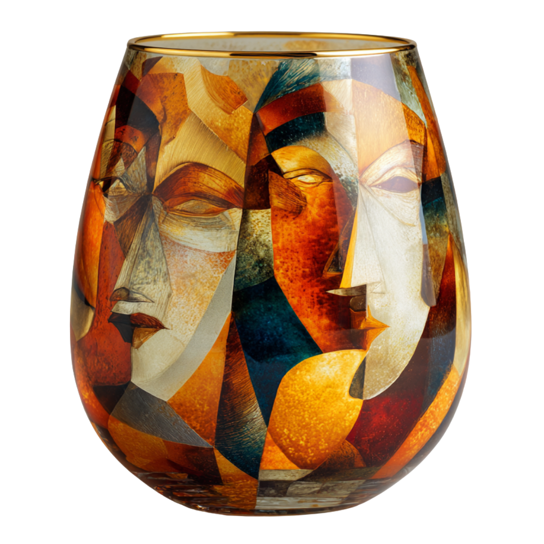'Dreaming Faces' Stemless Wine Glasses