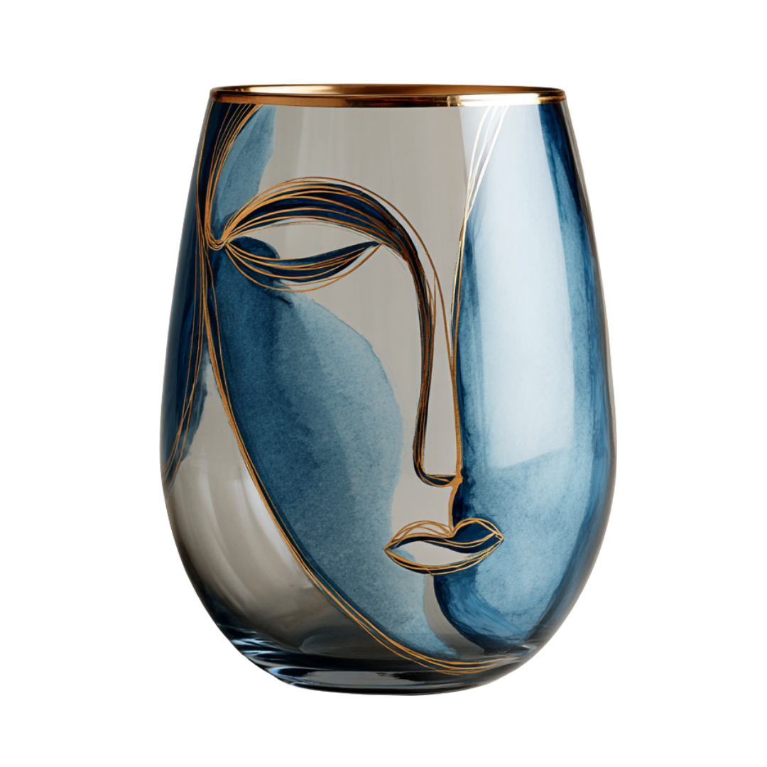 'Dreaming Faces' Stemless Wine Glasses
