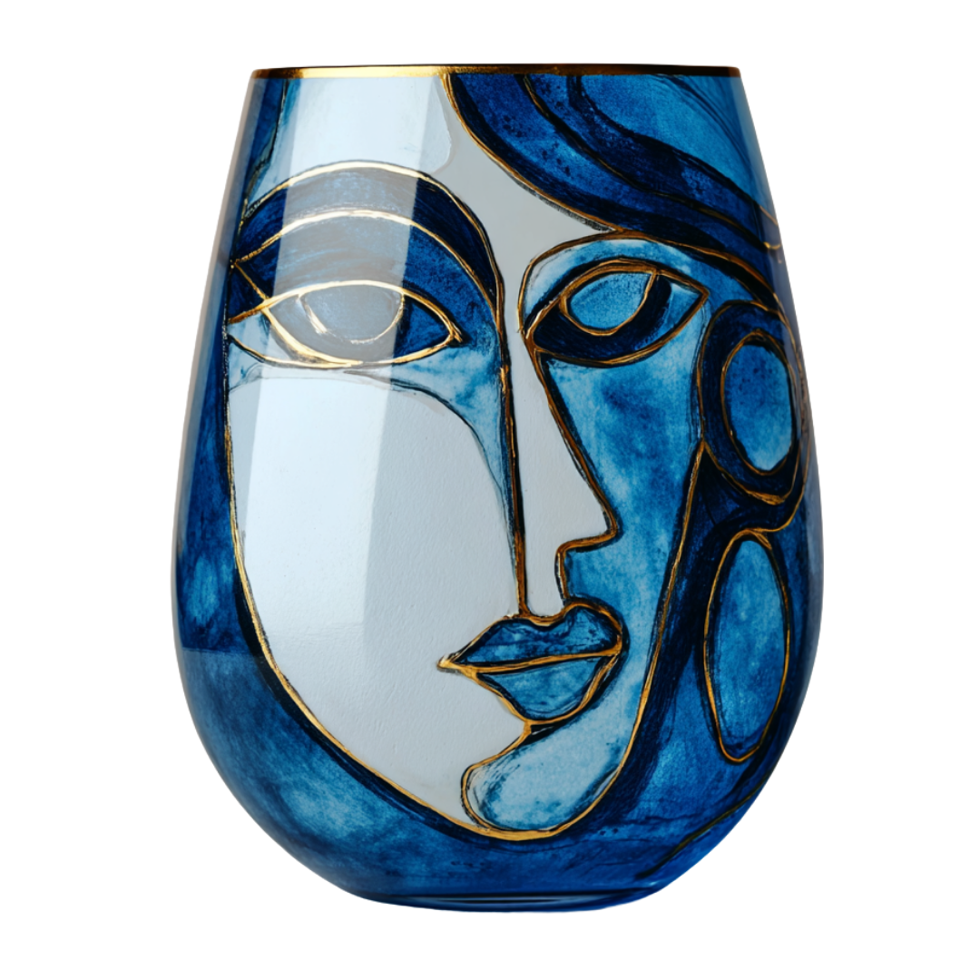 'Dreaming Faces' Stemless Wine Glasses