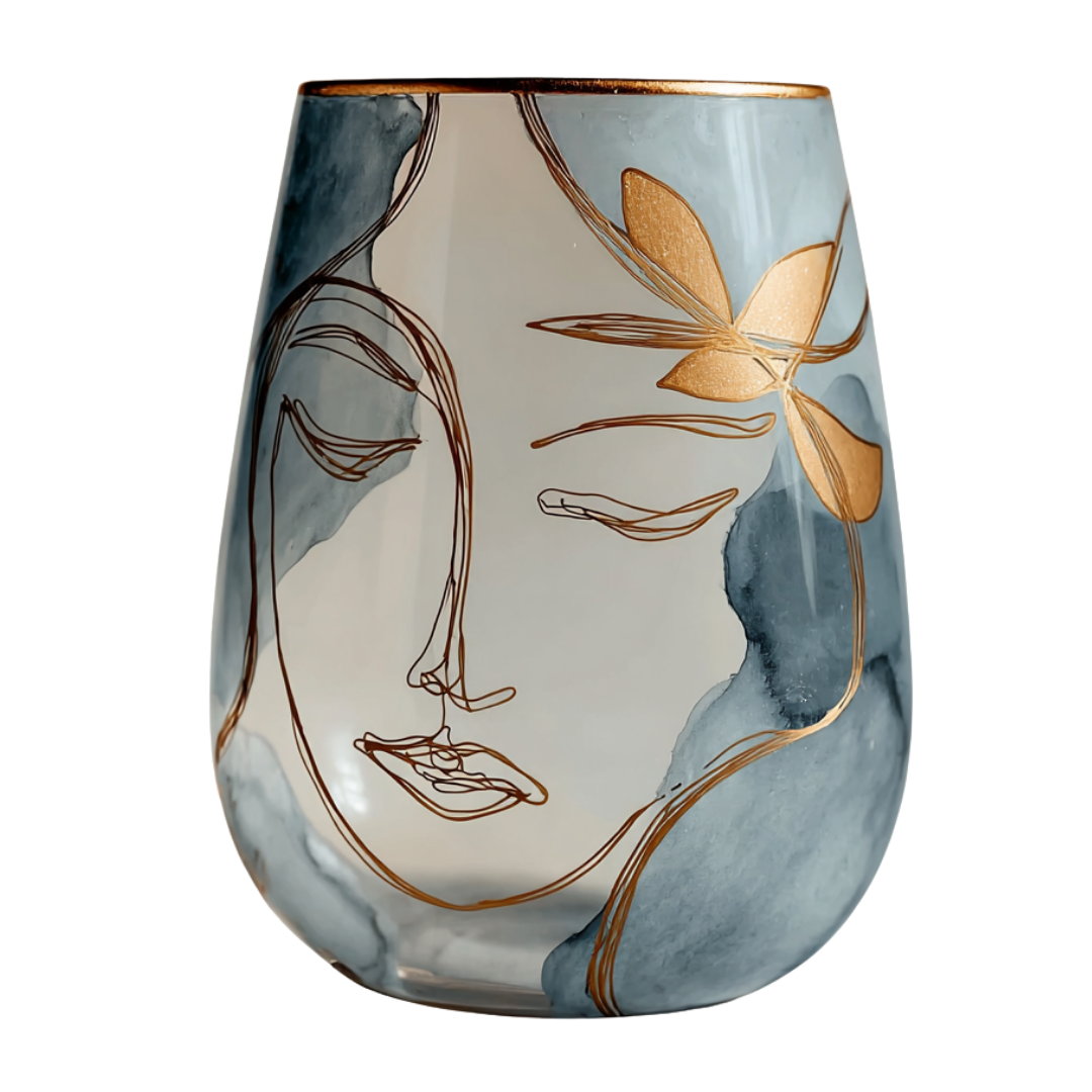'Dreaming Faces' Stemless Wine Glasses