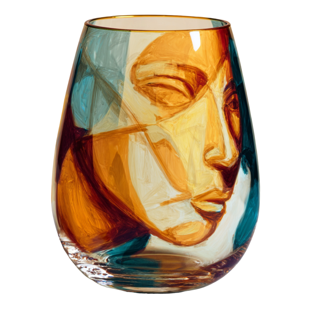 'Dreaming Faces' Stemless Wine Glasses