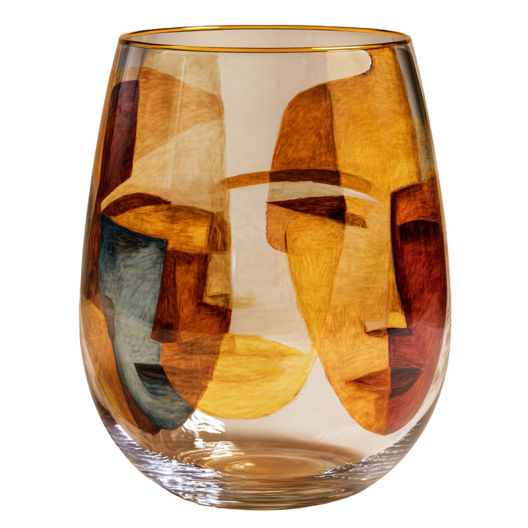 'Dreaming Faces' Stemless Wine Glasses