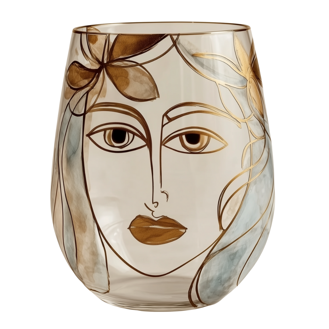 'Dreaming Faces' Stemless Wine Glasses