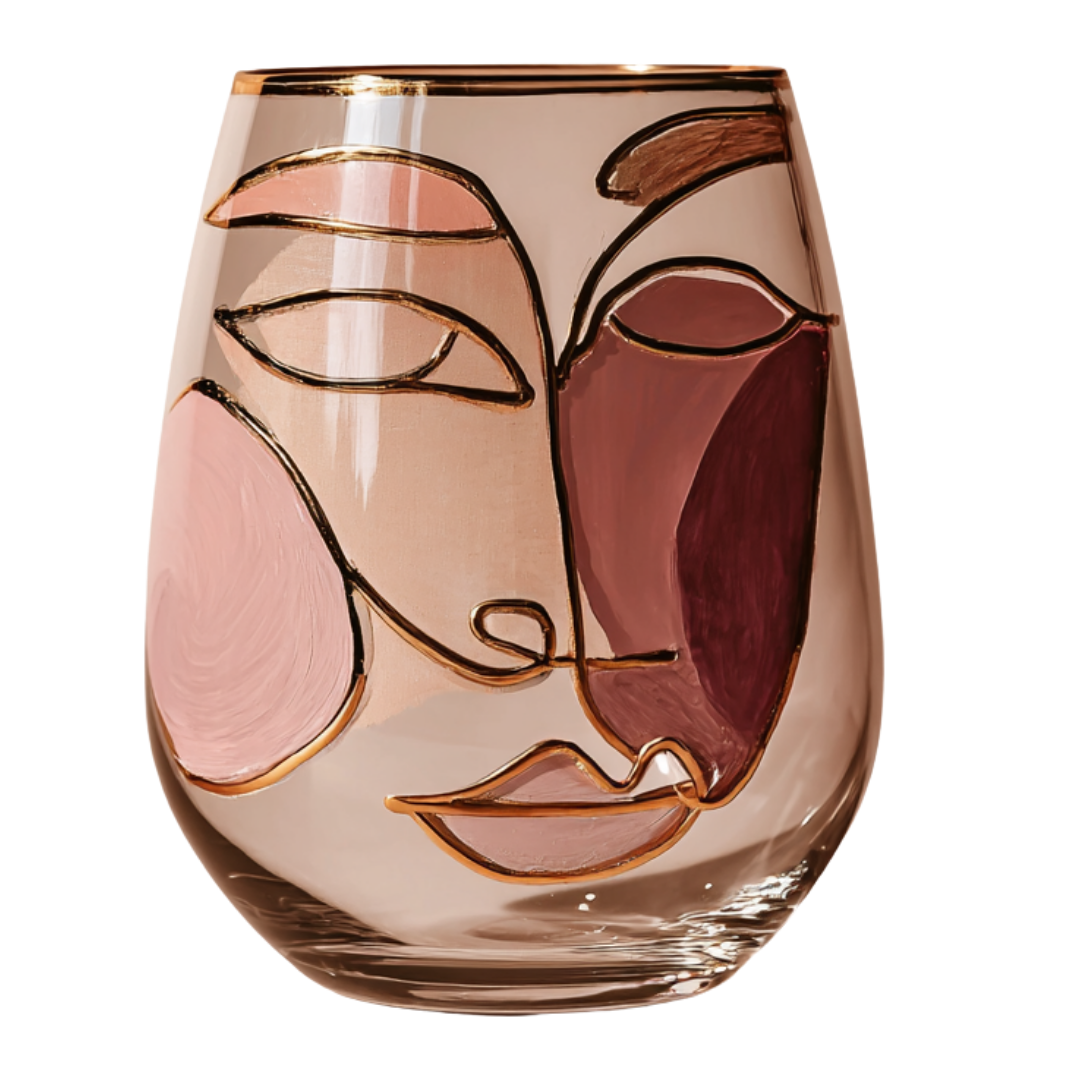 'Dreaming Faces' Stemless Wine Glasses