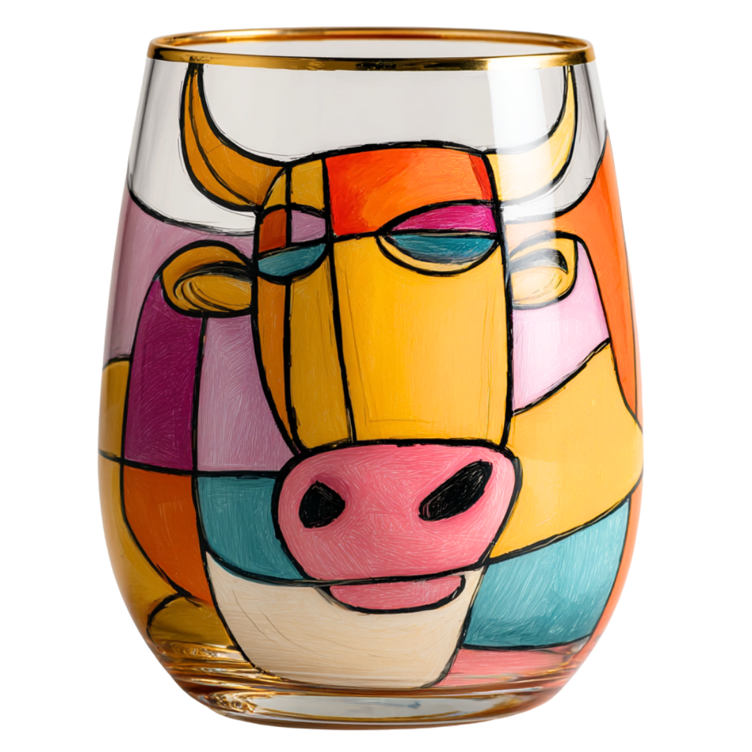 'Cubist Toro' Stemless Wine Glasses