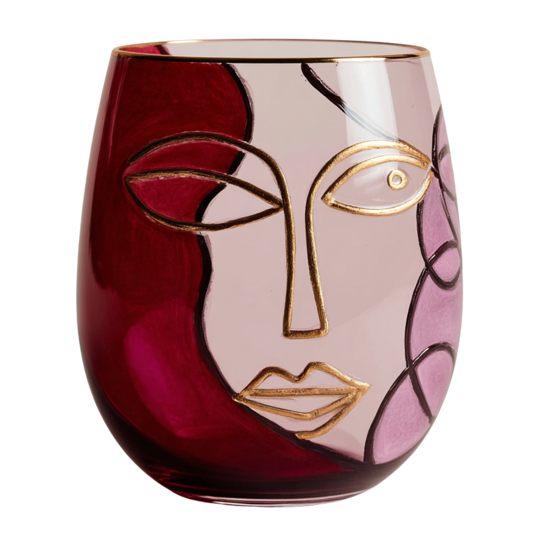 'Dreaming Faces' Stemless Wine Glasses