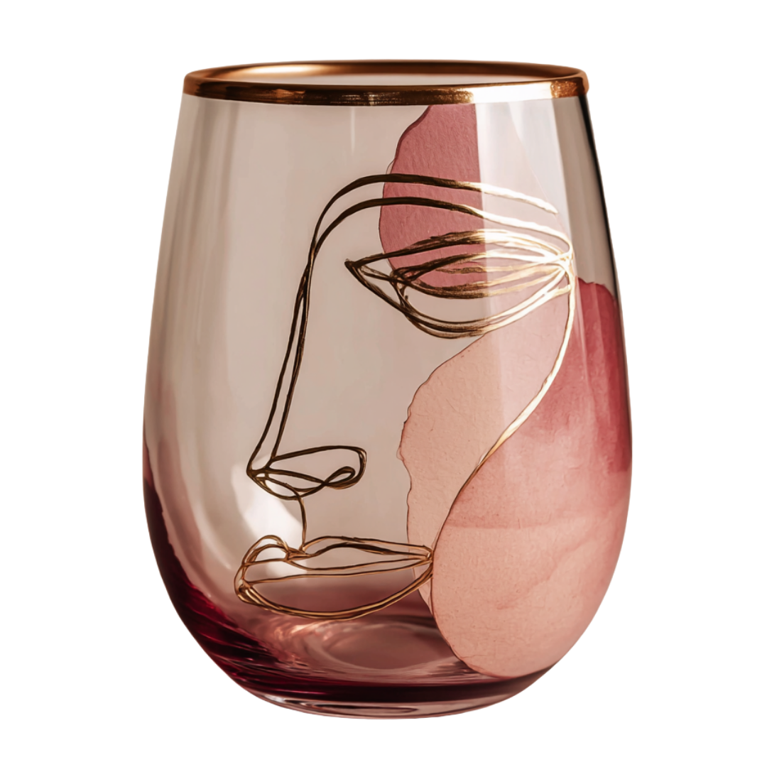 'Dreaming Faces' Stemless Wine Glasses