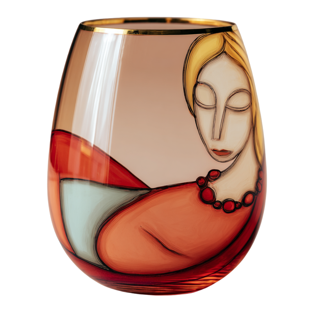 'Dreaming Faces' Stemless Wine Glasses
