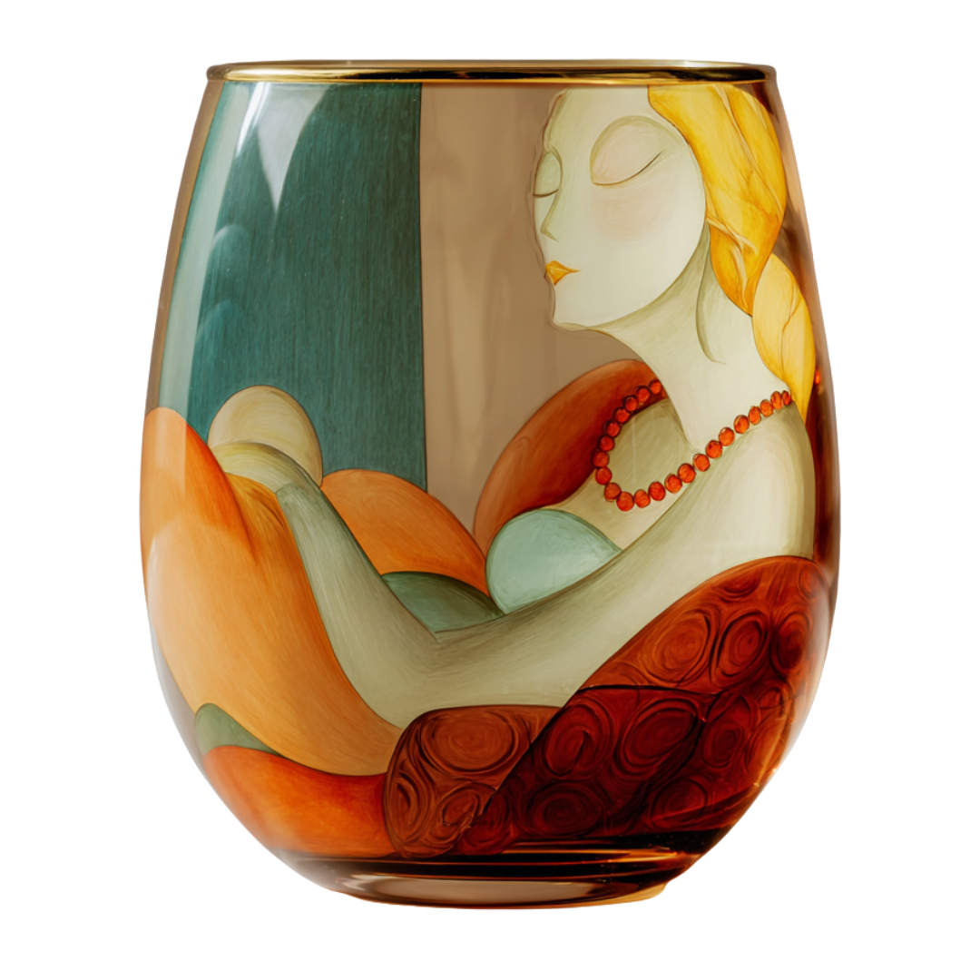 'Dreaming Faces' Stemless Wine Glasses