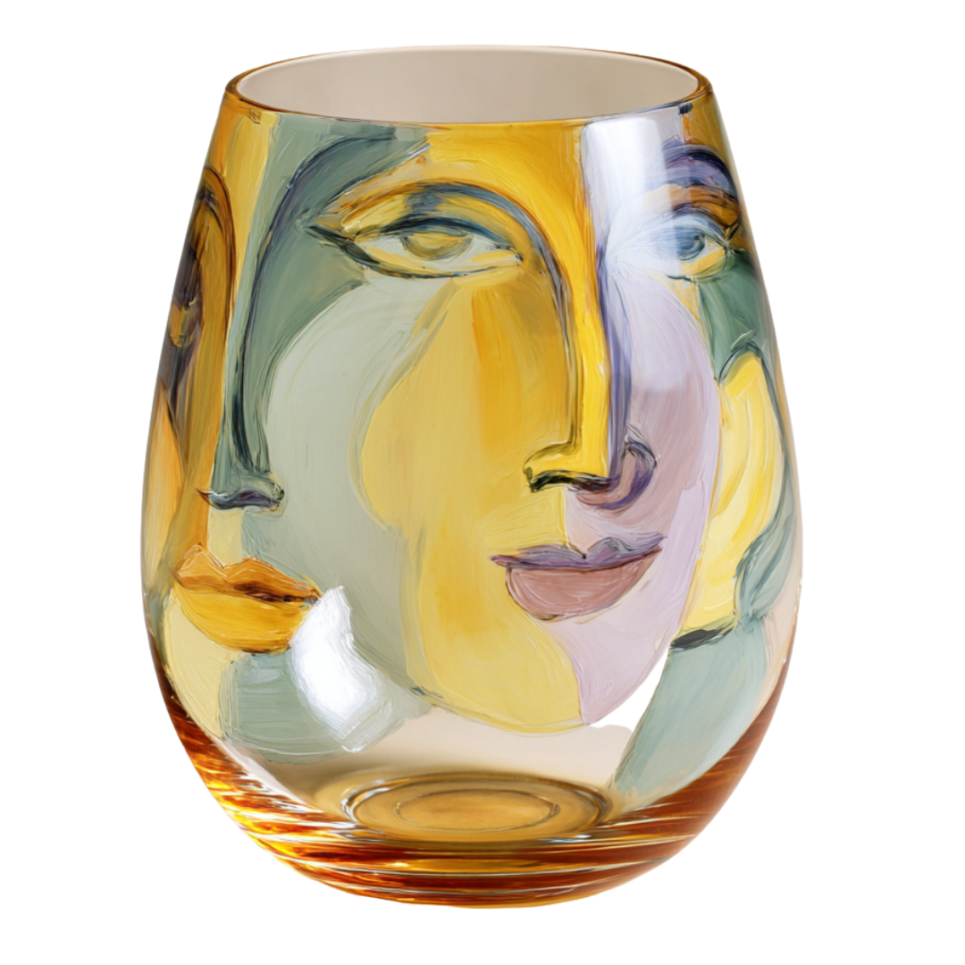 'Dreaming Faces' Stemless Wine Glasses