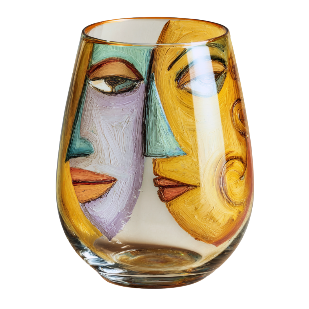 'Dreaming Faces' Stemless Wine Glasses