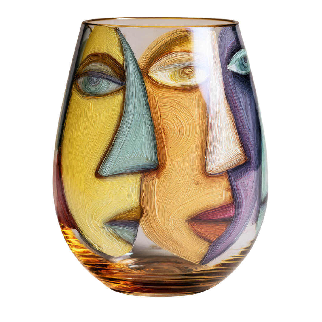 'Dreaming Faces' Stemless Wine Glasses