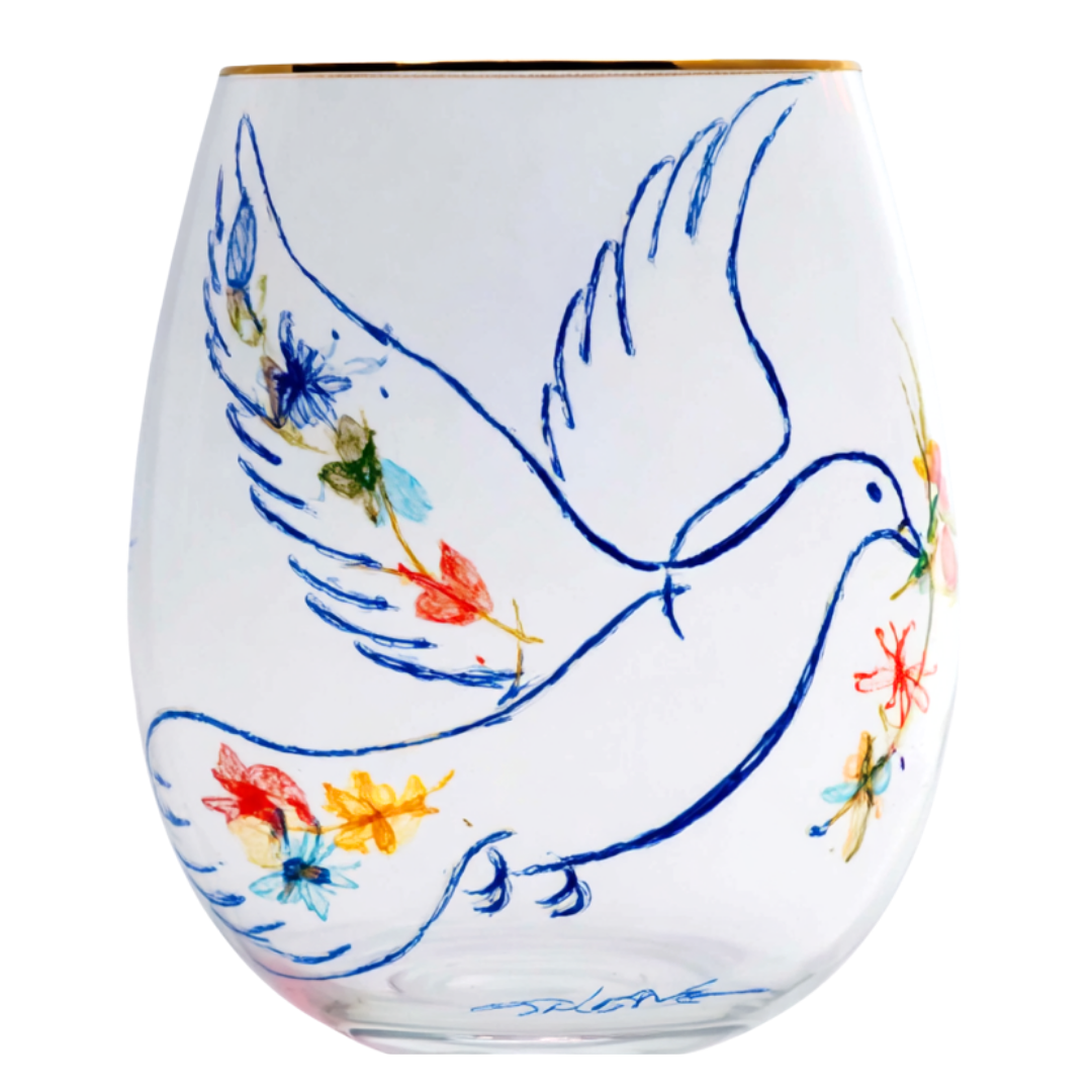 'Peacewings' Stemless Wine Glasses