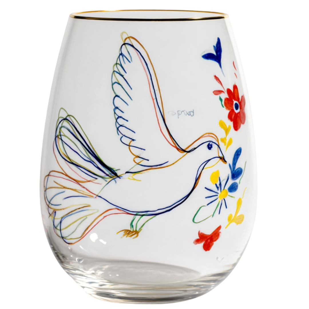 'Peacewings' Stemless Wine Glasses
