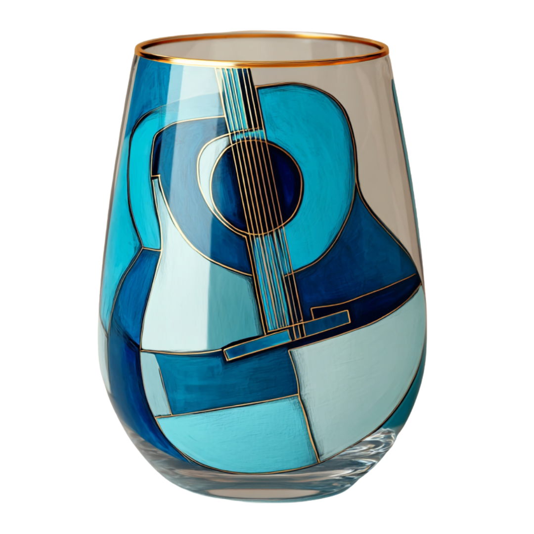'Blue Sonata' Stemless Wine Glasses