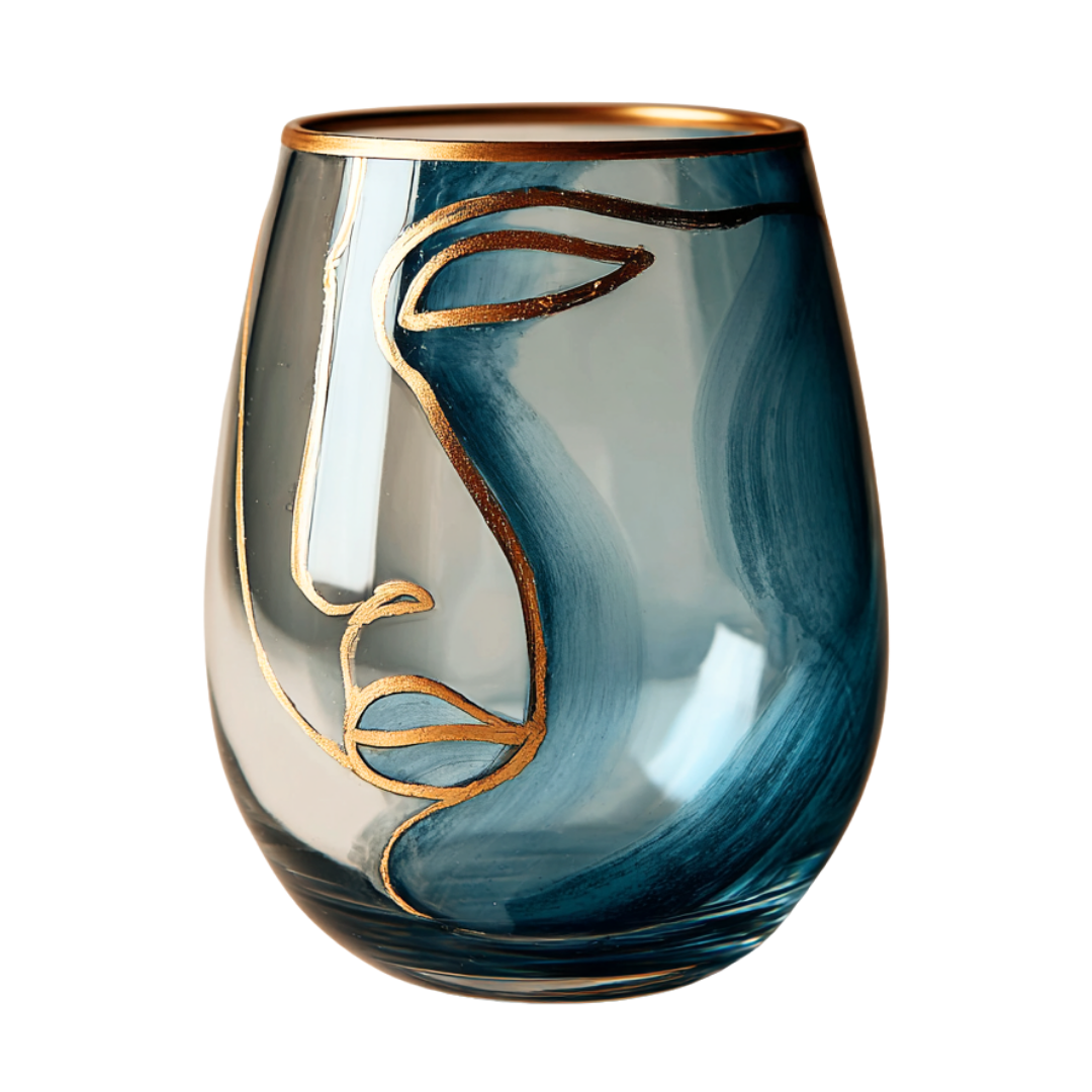 'Dreaming Faces' Stemless Wine Glasses