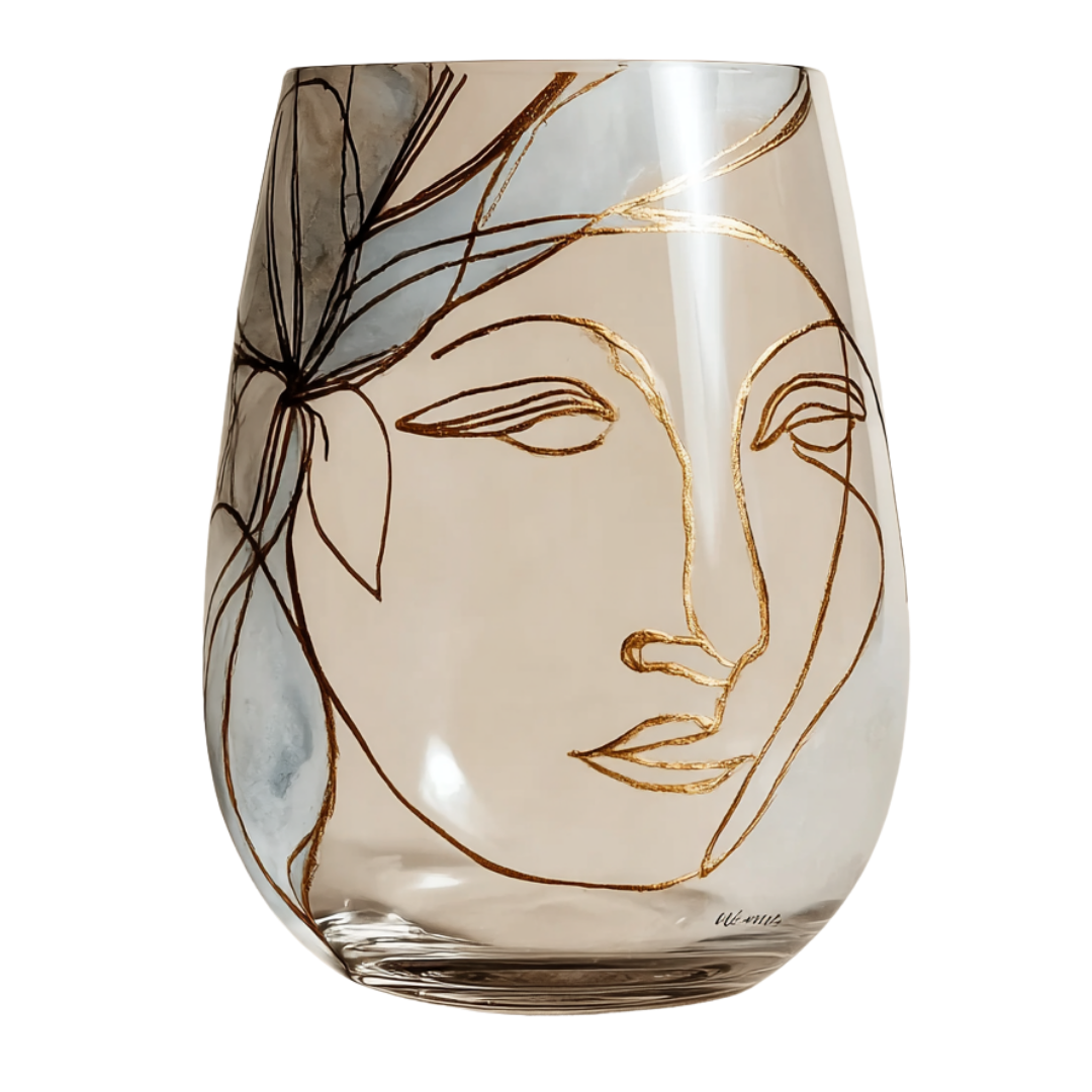 'Dreaming Faces' Stemless Wine Glasses