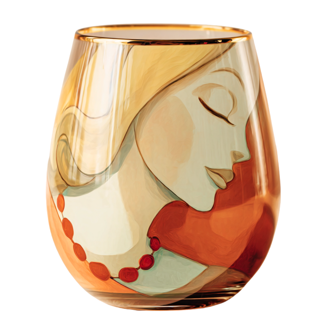 'Dreaming Faces' Stemless Wine Glasses