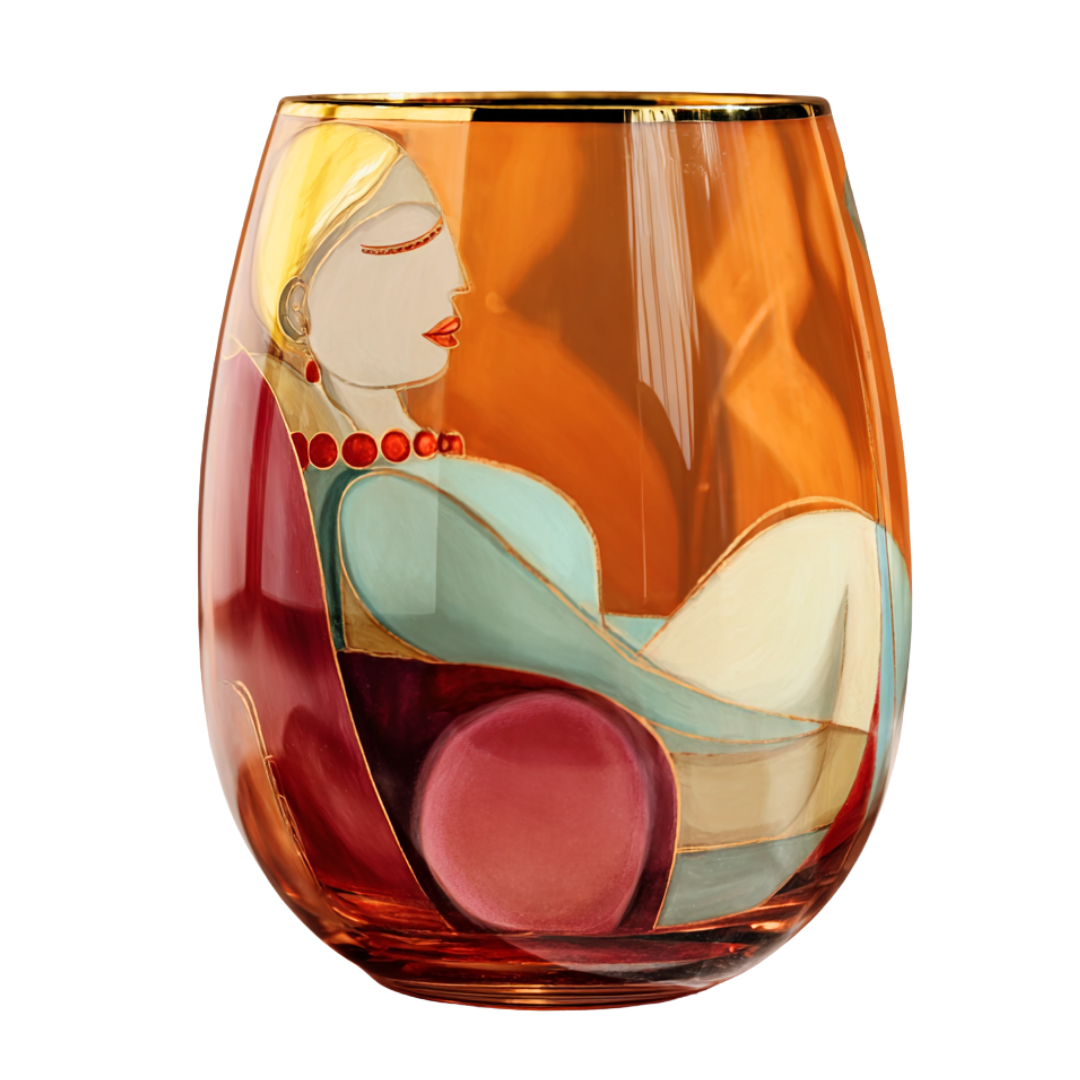 'Dreaming Faces' Stemless Wine Glasses