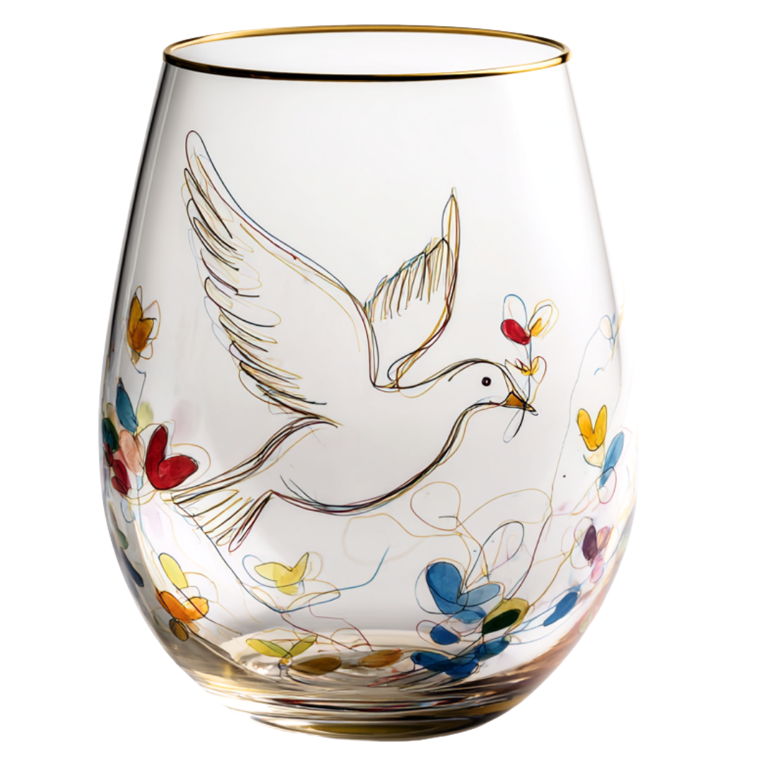 'Peacewings' Stemless Wine Glasses
