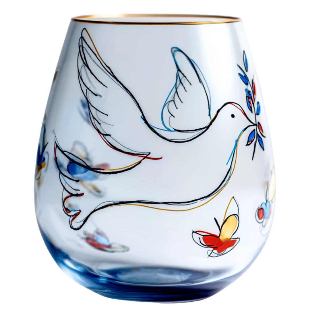 'Peacewings' Stemless Wine Glasses