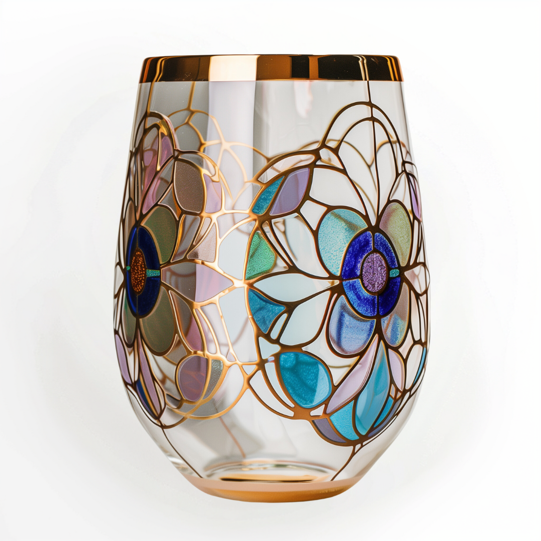 'Celestial Floral' Wine Glass