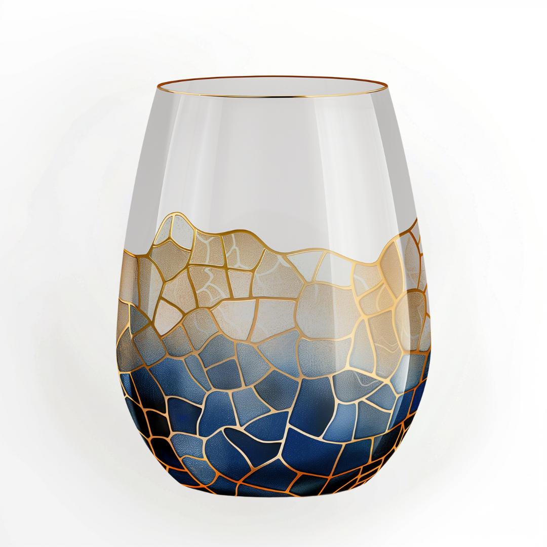 'Mosaic Elegance' Wine Glass
