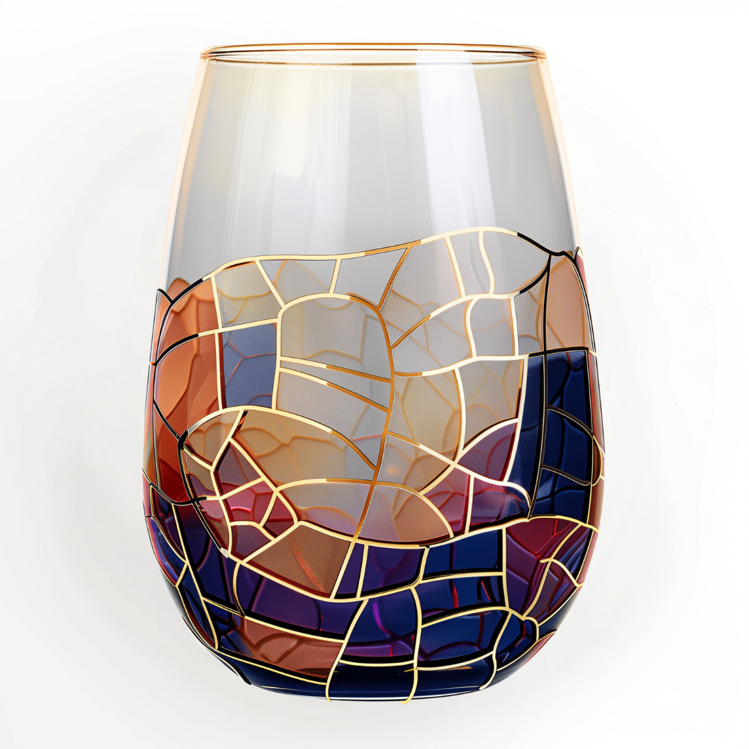 'Mosaic Elegance' Wine Glass